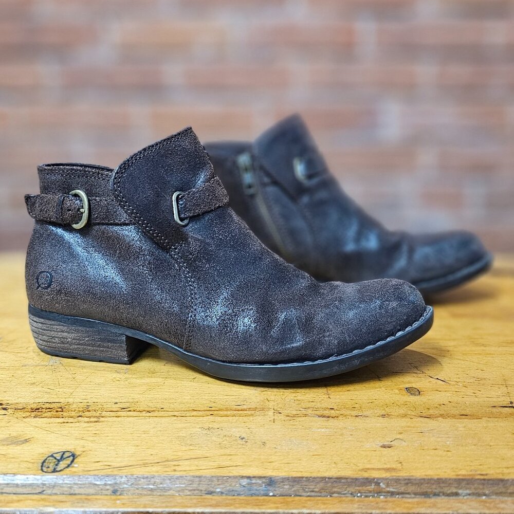 Born Brown Leather Ankle Boots Size 7.5